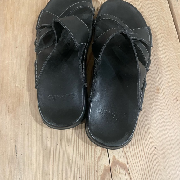 Black Leather Slide Sandals Clark’s size 6.5 - Picture 5 of 5